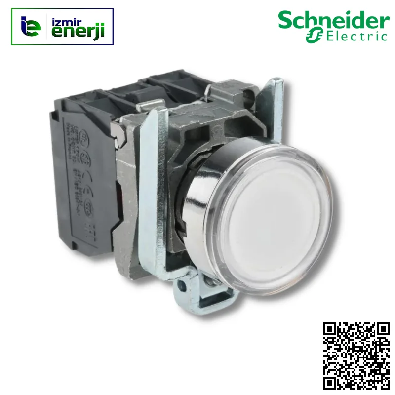 XB4-BW31M5 1 NA+1 NK Beyaz 230 V AC beslemeli Yaylı Buton