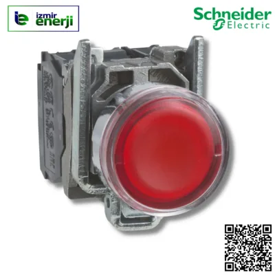 XB4-BW34B5 1 NA+1 NK Kırmızı 24 V AC/DC beslemeli Yaylı Buton