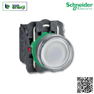 XB5-AW31M5 1 NA+1 NK Beyaz 220 V AC beslemeli, LED’li Yaylı Buton