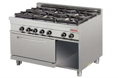 Arisco 6 Ocaklı Gazlı Kuzine 2/1 GN Gazlı Fırın Ce Belgeli Profesyonel Kuzine GR932