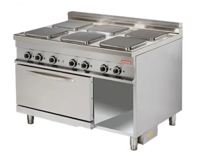 Arisco Elektrikli 6 lı Kare Ocak Kuzine 2/1 GN Elektrikli Fırın 127,5x90x90 ER932 / Range / Electric