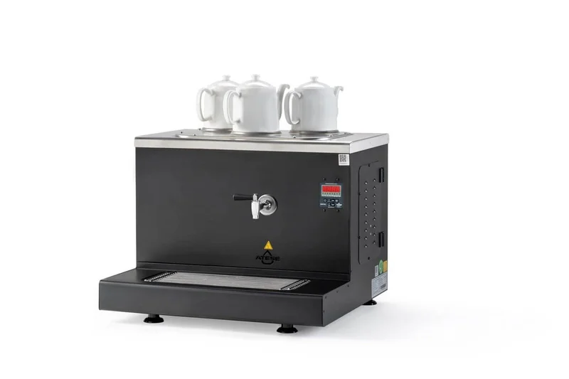 Ateşe Cappadocia Dijital Gaz+Elektrikli 3 Demlikli Çay Makinesi (INOX CDGE3)