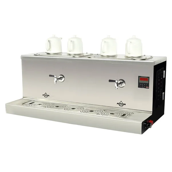 Ateşe Cappadocia Dijital Gaz+Elektrikli 4 Demlikli Çay Makinesi (STATIC CDGE4)
