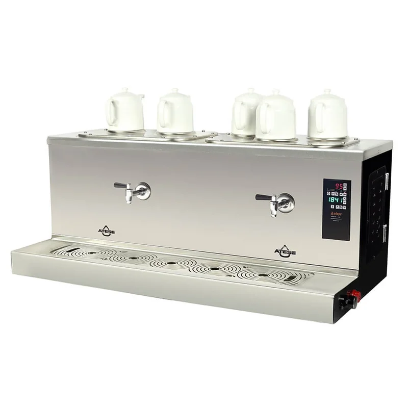 Ateşe Cappadocia Smart Plus Gaz+Elektrikli 5 Demlikli Çay Makinesi (INOX CSPGE5)