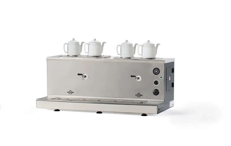 Ateşe Sumela Analog Gaz+Elektrikli 4 Demlikli Çay Makinesi (INOX SAGE4)