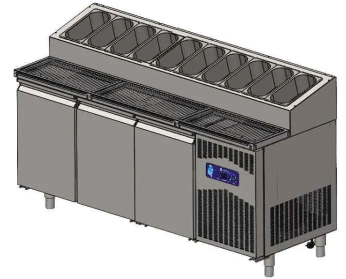 CSA 3 Kapılı Kırıntı Kapılı Pizza Hazırlık Dolabı 188x70x109 Cm CS.TEZ.3.700.KMPK