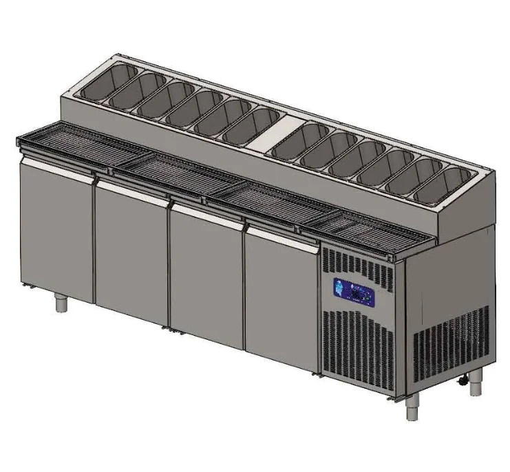 CSA 4 Kapılı Kırıntı Kapılı Pizza Hazırlık Dolabı 235x70x109 Cm CS.TEZ.4.700.KMPK