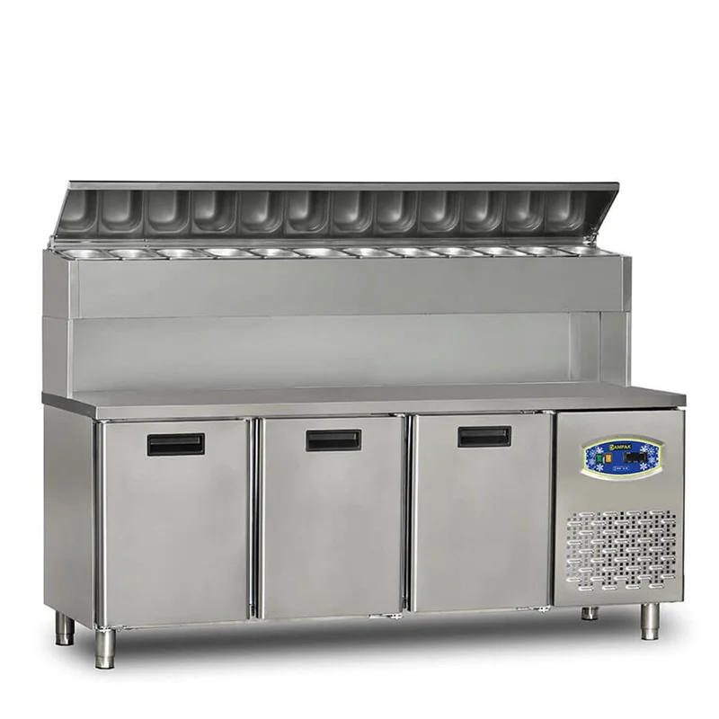 Dampak 3 Kapılı Pizza Hazırlık Buzdolabı, Yüksek Model  200x70x133 cm 22TBF3S-PY70