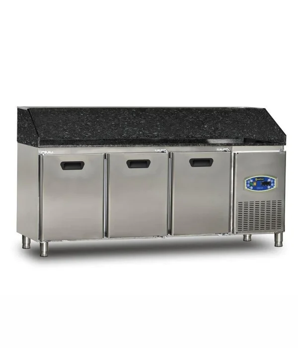 Dampak Granit Tablalı 3 Kapılı Pizza Hazırlık Buzdolabı 450 lt 200x70x109 cm 22TBF3S-70-GR