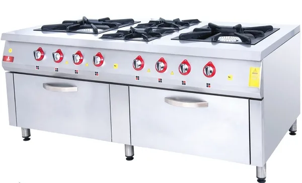 DRN 6 Lı Kuzine 6 Ocak 2 Fırın Gazlı ve Lpg Li 200x104x85 Cm DRNKU-2016