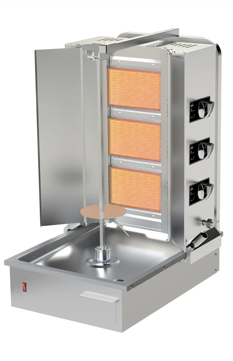 DRN Alttan Motorlu Döner Ocağı 3 Radyanlı Gazlı ve Lpg Li 55x70x100 Cm DRNDAG-3Y