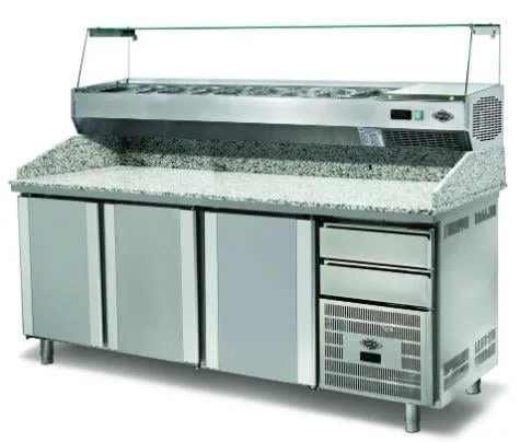 Empero Hamur Hazırlık Dolabı 3 Kapılı Granit Tablalı Saladbarlı EMP.210.80.02