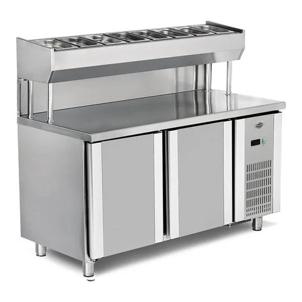 Empero Pizza Hazırlık Dolabı 2 Kapılı Dıştan Soğutmalı 150x80x85 cm EMP.150.80.01-PSY