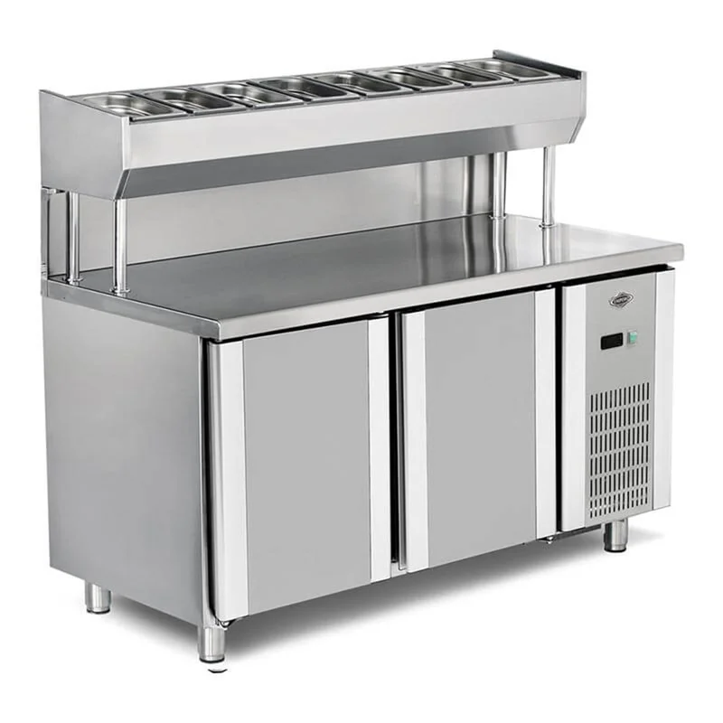 Empero Pizza Hazırlık Dolabı 2 Kapılı Dıştan Soğutmalı 150x80x85 cm EMP.150.80.01-PSY