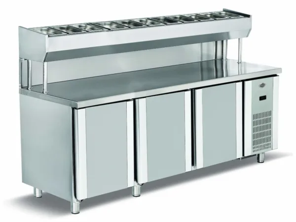 Empero Pizza Hazırlık Dolabı 3 Kapılı Dıştan Soğutmalı 200x80x85 cm EMP.200.80.01-PSY