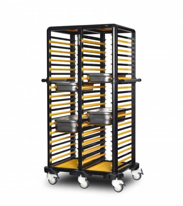 Gastrolley İkili Küvet Taşıma Arabası 29+29 Raflı Etrafı Açık 93x71x174 G.GN.150.D.1