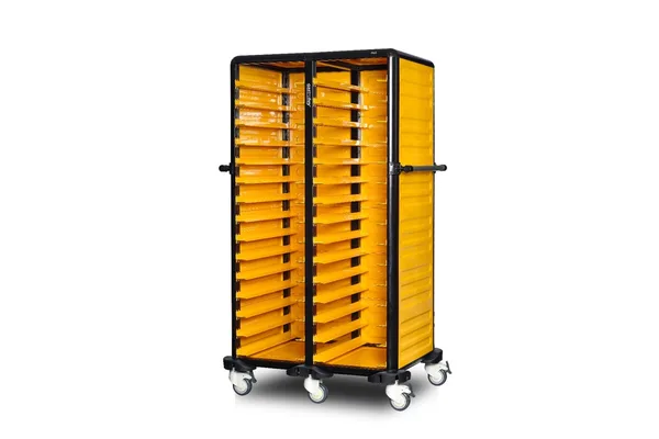 Gastrolley İkili Küvet Taşıma Arabası 60 Raflı İki Yanı + Arka Kapalı 93x78x174 G.GN.150.D.3