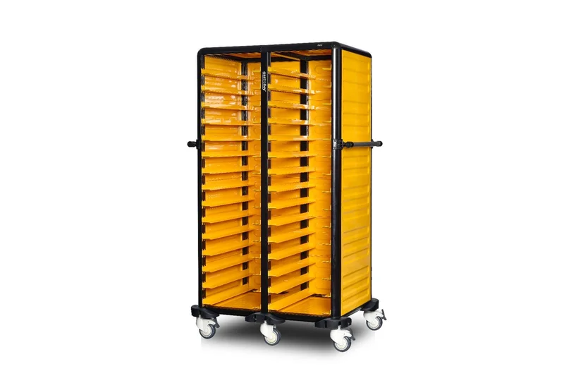 Gastrolley İkili Küvet Taşıma Arabası 60 Raflı İki Yanı + Arka Kapalı 93x78x174 G.GN.150.D.3