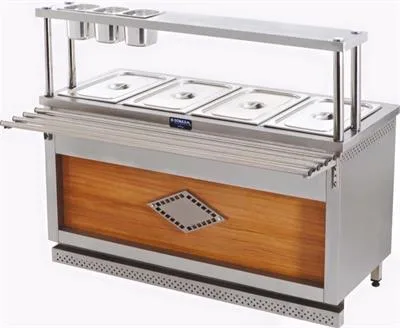 Görkem Elektrikli Yemeklik 3+1 Self Servis Tezgahı Sulu Sistem 150x65x85 Cm 904