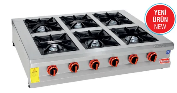 Himaksan 6 Lı Ocak Set Üstü Profesyonel Gazlı Ve Lpg Li 120x80x25 Cm HMK-SOG 1280