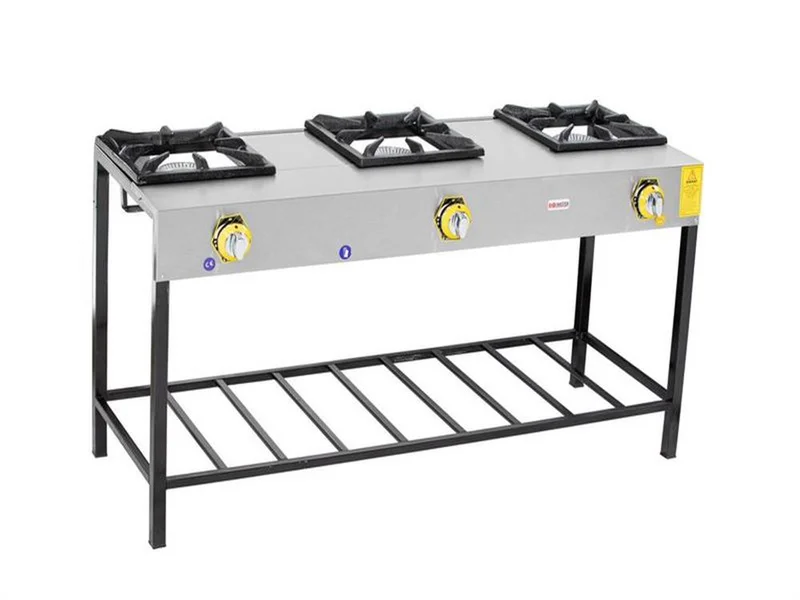 İnoxmaster 3 Lü Lokanta Ocağı Yüksek Ayak Gazlı ve Lpg Li 139x45x70 Cm İMR-LKY-3