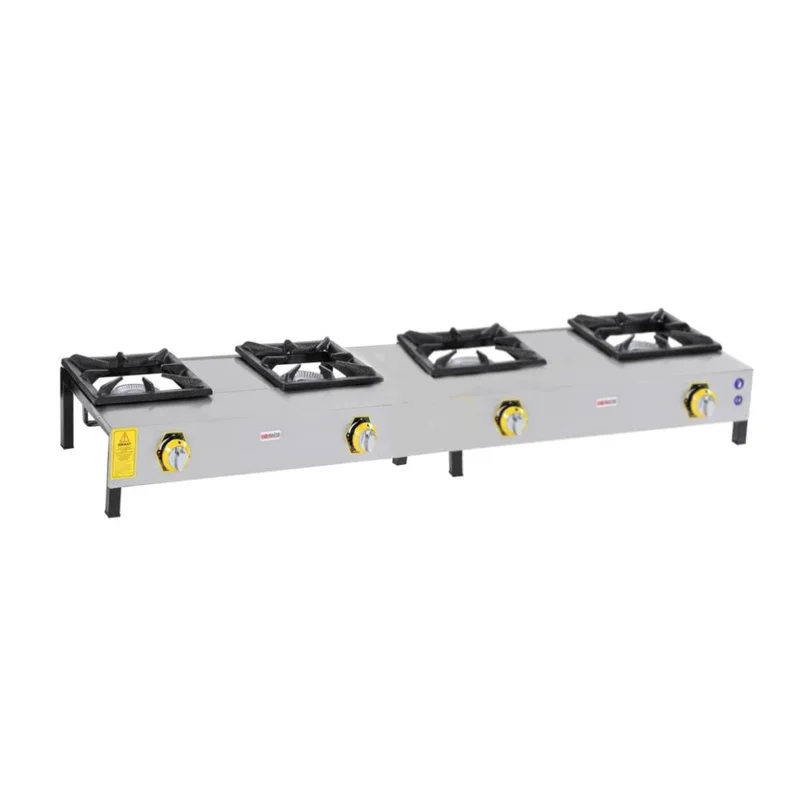 İnoxmaster 4 Lü Lokanta Ocağı Kısa Ayak Gazlı ve Lpg Li 139x45x25 Cm İMR-LKK-04