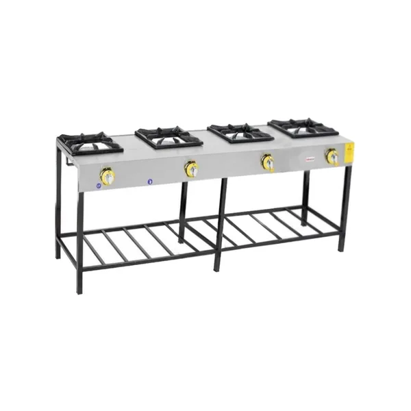 İnoxmaster 4 Lü Lokanta Ocağı Yüksek Ayak Gazlı ve Lpg Li 192x45x70 Cm İMR-LKY-4