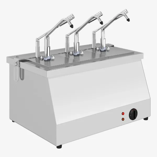 KALANDO Benmari Isıtmalı Paslanmaz Çelik 3'lü 3x5.25 Litre Hazneli Sos Pompası GN 1/4 530111