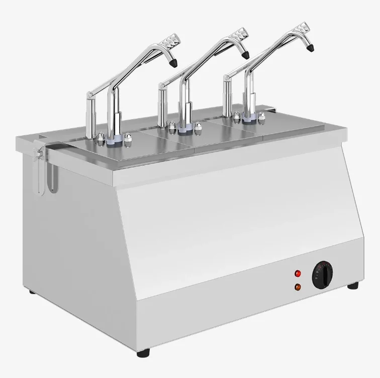 KALANDO Benmari Isıtmalı Paslanmaz Çelik 3'lü 3x5.25 Litre Hazneli Sos Pompası GN 1/4 530111