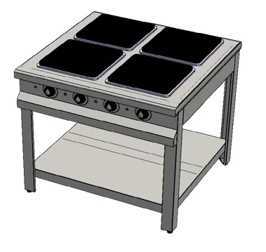 CSA 4 Lü Taban Raflı Ocak 90x90x85 cm Elektrikli KRCS.TROE.990