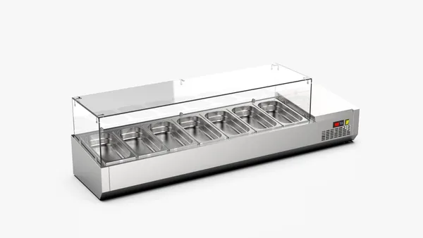 Ndustrio Camlı Set Üstü Saladbar Soğutmalı GN 1/4 7 Küvetli TTR-150-GC