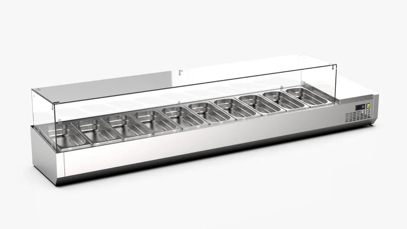 Ndustrio Camlı Soğutmalı Set Üstü Saladbar GN 1/4 10 Küvetli TTR-200-GC