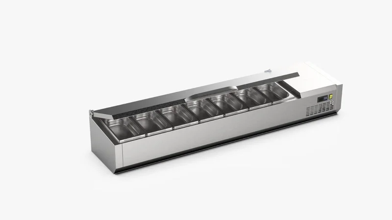 Ndustrio Soğutmalı Set Üstü Saladbar Paslanmaz Kapak GN 1/4 7 Küvetli TTR-150-SC