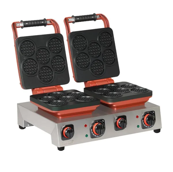 Omake Elektrikli Yuvarlak Mini Belçika Model Çiftli Waffle Makinesi Zamanlayıcılı WFL21.E22.0501.Z50