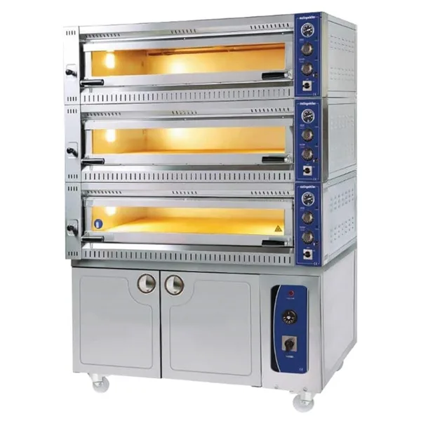 Öztiryakiler Elektrikli 3 Katlı Pizza Lahmacun Fırını Mayalama Kabinli 18 Pizza Kapasiteli 10570 TE-3 8890.10570.M3