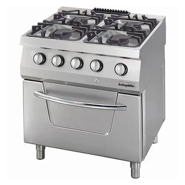 Öztiryakiler 700 SERİ KUZİNE FIRINLI GAZLI 4 AÇIK ATEŞ 80*70*85 (L)-4x6kW+6kW ELEKTRİKLİ FIRIN