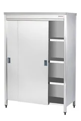 Paslanmaz Depolama Dolabı Sürgü Kapılı 3 Ara Raflı 120x60x180 ED612D - 1
