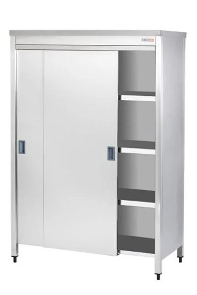 Paslanmaz Depolama Dolabı Sürgü Kapılı 3 Ara Raflı 120x60x180 ED612D