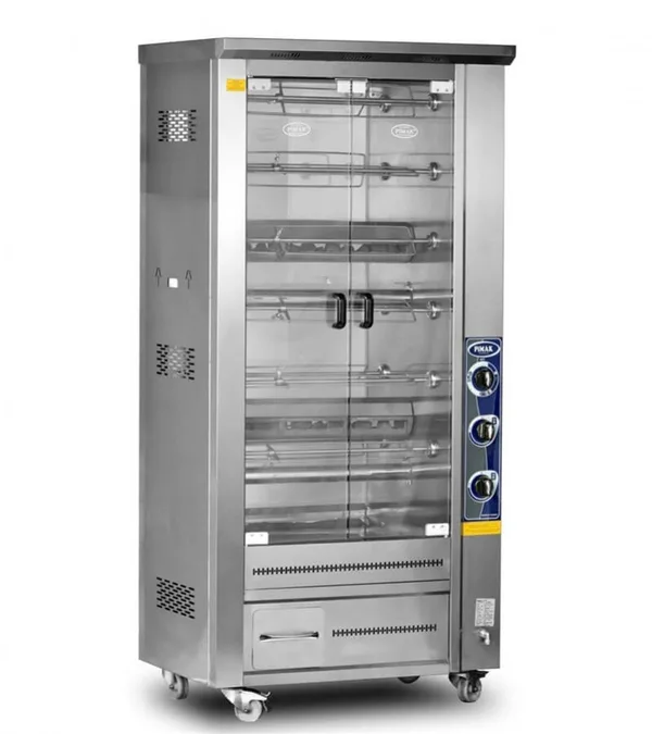 Pimak Piliç Çevirme Makinesi Çift Vitrinli Lavtaşlı Gazlı 60 Piliç Kapasiteli PI4/M011B