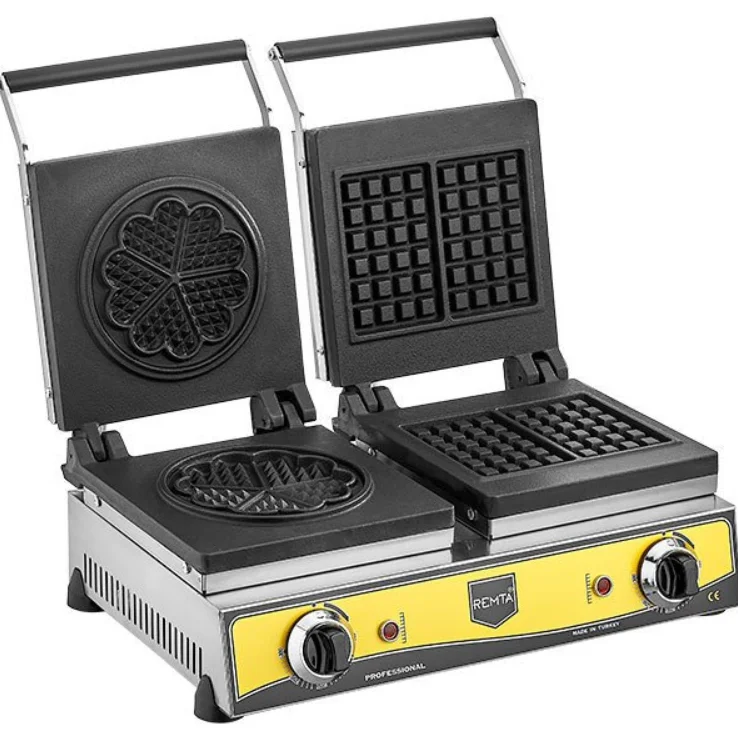 Remta Kare ve Çiçek Model Çiftli Waffle Makinesi 21 cm Çaplı W21