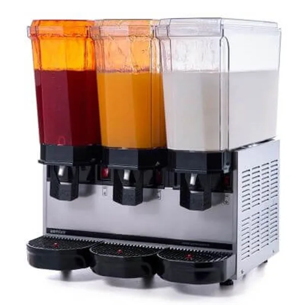 Samixir Klasik Triple Karıştırıcılı ve Fıskiyeli Soğuk İçecek Dispenseri 20+20+20 Lt Inox 60.SSMI