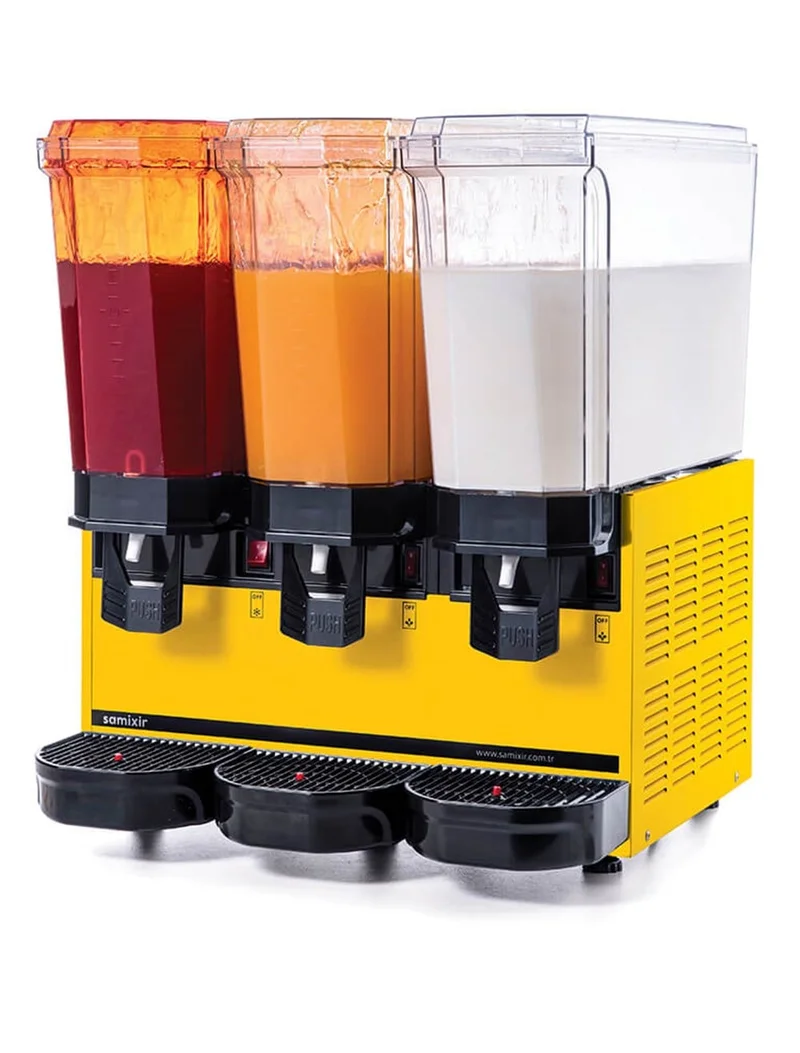 Samixir Klasik Triple Fıskiyeli Soğuk İçecek Dispenseri 20+20+20 Lt Sarı 60.SSMY