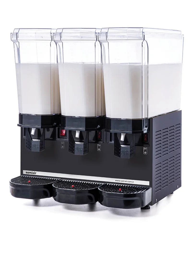 Samixir Klasik Triple Karıştırıcılı Soğuk İçecek Dispenseri 20+20+20 Litre Siyah 60.MMMB