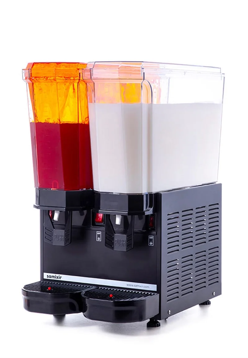 Samixir Klasik Twin Soğuk İçecek Dispenseri Karıştırıcı ve Fıskiyeli 20+20 Litre Siyah 40.SMB