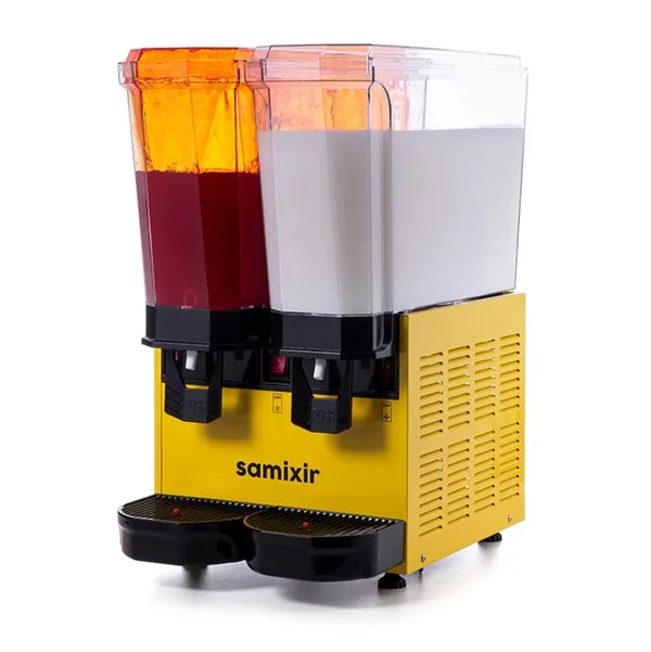 Samixir Klasik Twin Karıştırıcılı ve Fıskiyeli Soğuk İçecek Dispenseri 20+20 Lt Sarı 40.SMY