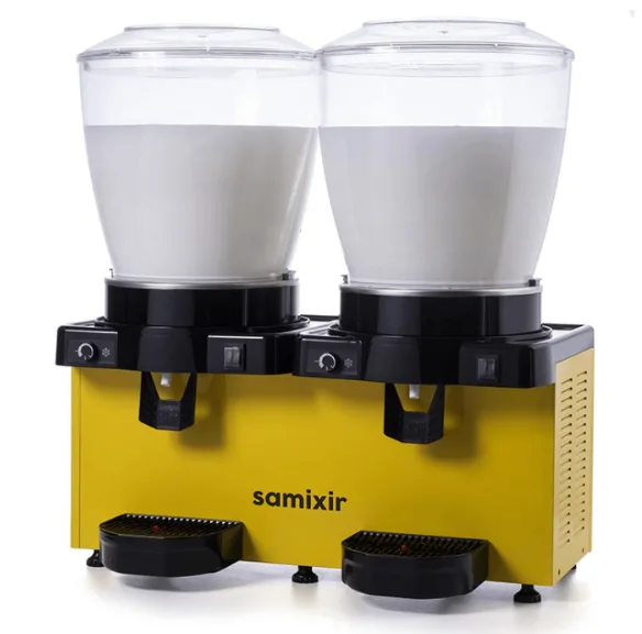 Samixir Panaromik Analog Twin Soğuk İçecek Dispenseri Karıştırıcılı 22+22 Litre Sarı MM44.AY