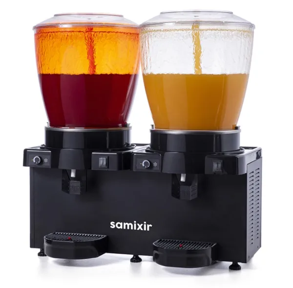 Samixir Panaromik Analog Twin Soğuk İçecek Dispenseri 22+22 Litre Fıskiyeli Siyah SS44.AB