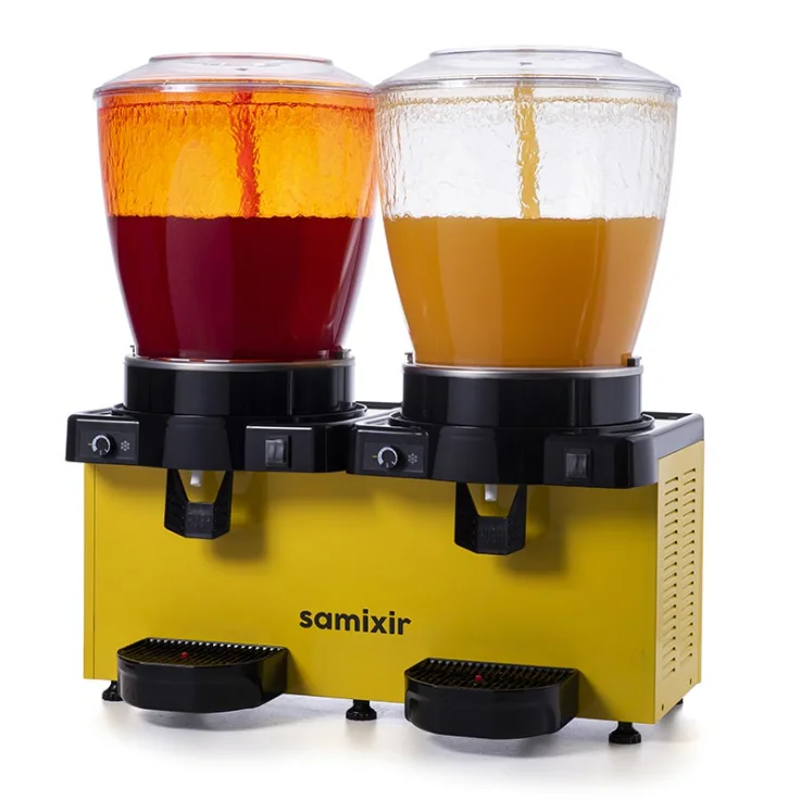 Samixir Panaromik Analog Twin Soğuk İçecek Dispenseri Fıskiyeli 22+22 Litre Sarı SS44.AY