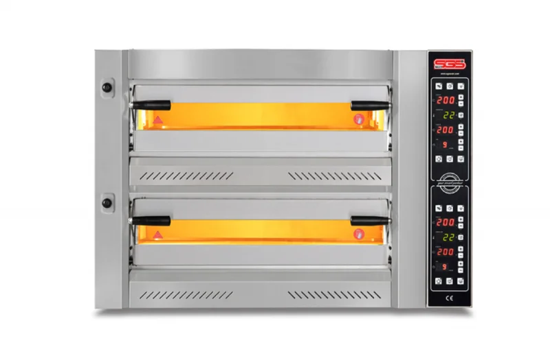 SGS Elektrikli Çift Katlı 12 Tava Kapasiteli Profesyonel Pizza Fırını PZ 75105 DE