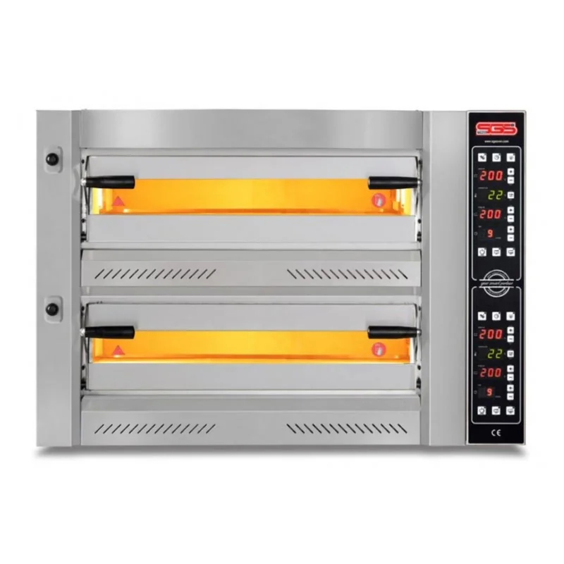 SGS Elektrikli Çift Katlı 8 Tava Kapasiteli Profesyonel Pizza Fırını PZ-7575-DE